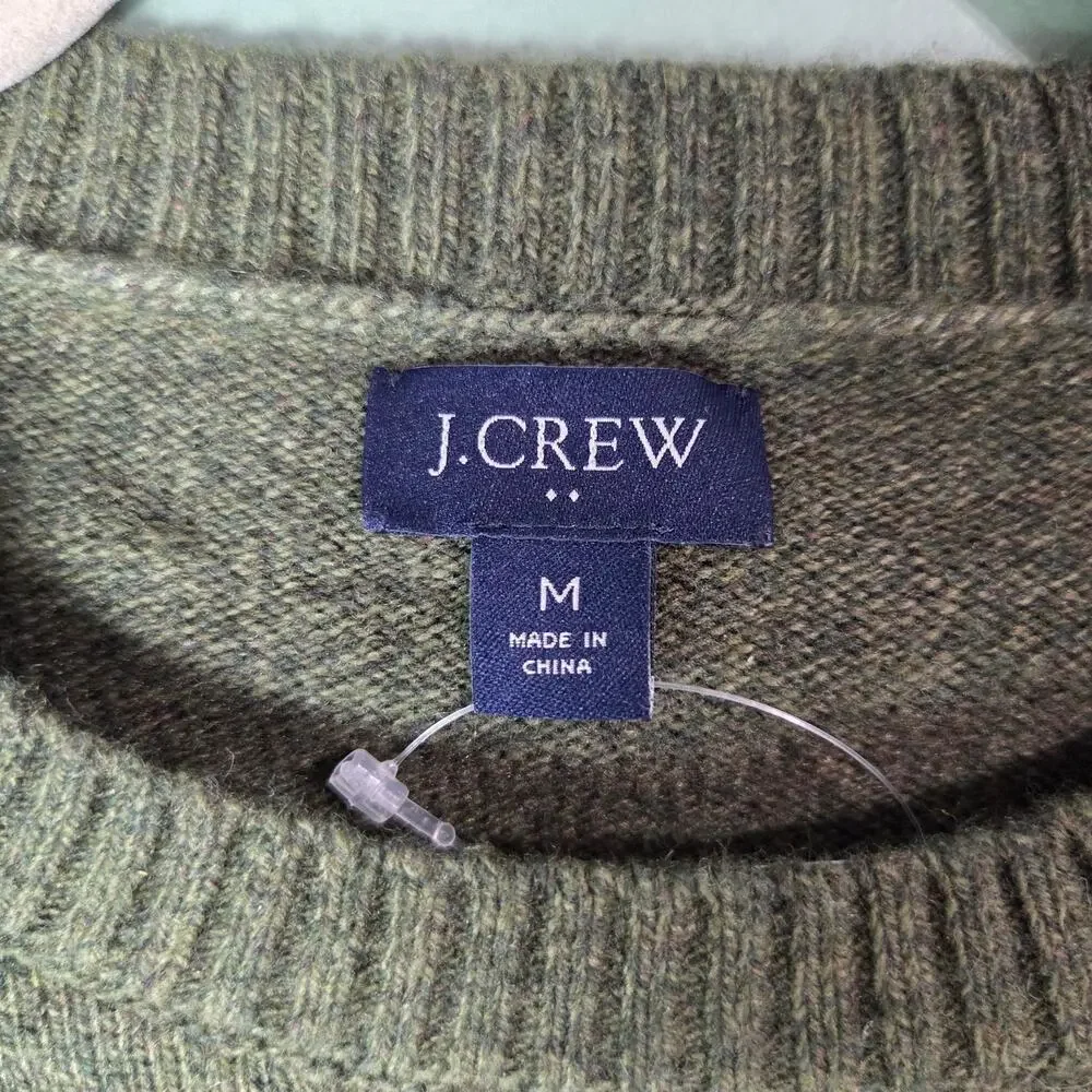 J Crew Factory Mens M Crewneck Sweater Supersoft Lambswool Blend Fatigue Green